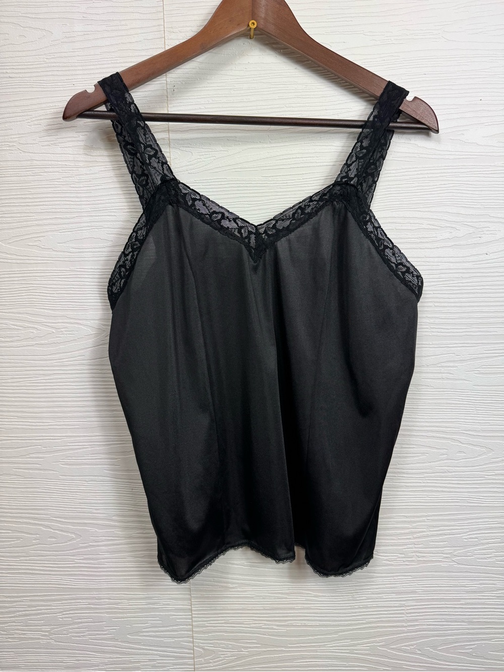 VIntage Black Lace-Trim Slip‎ Top - Women Intimates